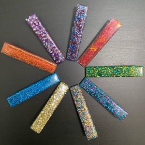 Handmade Resin Glitter Hair Clips- Set of 9.